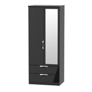 Cambridge 2ft6in 2 Drawer Mirror Robe Black Gloss Black