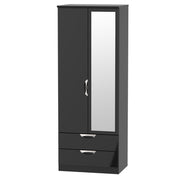 Cambridge Tall 2ft6in 2 Drawer Mirror Robe Black Gloss Black