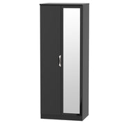 Cambridge Tall 2ft6in Mirror Robe Black Gloss Black