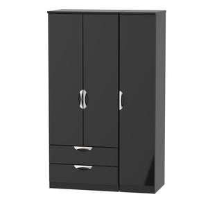 Cambridge Triple 2 Drawer Robe Black Gloss Black