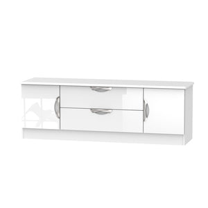 Cambridge 2 Door/2 Drawer Wide TV Unit White Gloss White