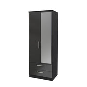 Cavalier 2ft6in 2 Drawer Mirror Robe Black Gloss Black