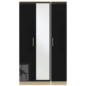Cavalier Triple Mirror Robe Black Gloss Bardolino