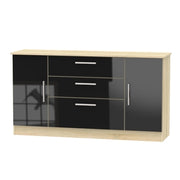 Cavalier 2 Door/3 Drawer Wide Unit Black Gloss Bardolino