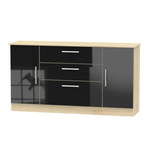 Cavalier 2 Door/3 Drawer Wide Unit Black Gloss Bardolino