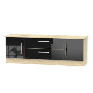 Cavalier 2 Door/2 Drawer Wide TV Unit Black Gloss Bardolino