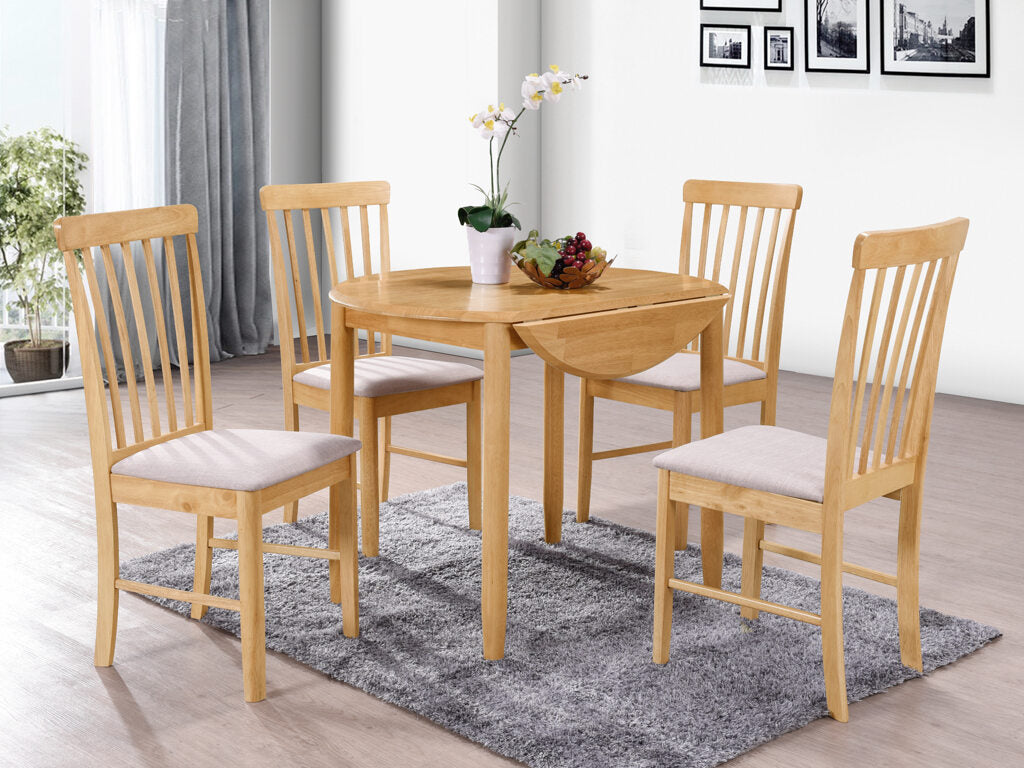 Cologne Round Drop Leaf Dining Set Kd (4 Chairs)