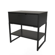 DEG402 Single 1 Drawer Midi Black Ash Black Leg