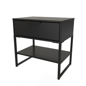 DEG402 Single 1 Drawer Midi Black Ash Black Leg