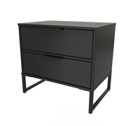 DEG412 Double 2 Drawer Midi Black Ash Black Leg