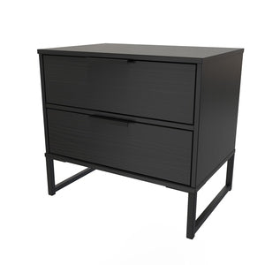 DEG412 Double 2 Drawer Midi Black Ash Black Leg