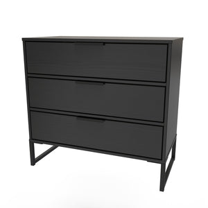 DEG420 3 Drawer Chest Black Ash Black Leg