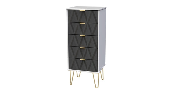 003 5 Drawer Locker Deep Black White Matt