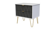 009 2 Drawer Midi Chest Deep Black White Matt
