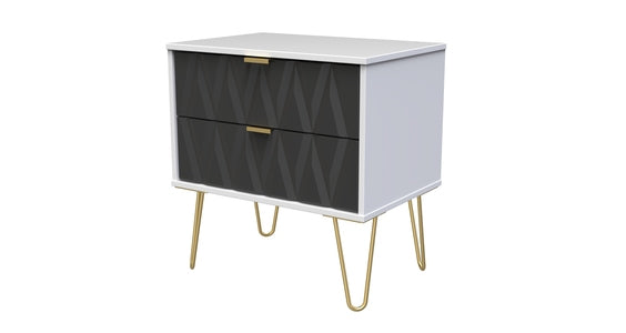 009 2 Drawer Midi Chest Deep Black White Matt
