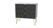 010 3 Drawer Chest Deep Black White Matt