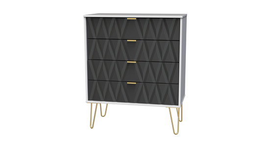 011 4 Drawer Chest Deep Black White Matt