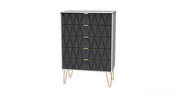 012 5 Drawer Chest Deep Black White Matt