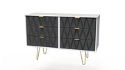 015 6 Drawer Chest Deep Black White Matt