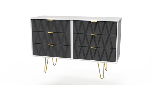 015 6 Drawer Chest Deep Black White Matt