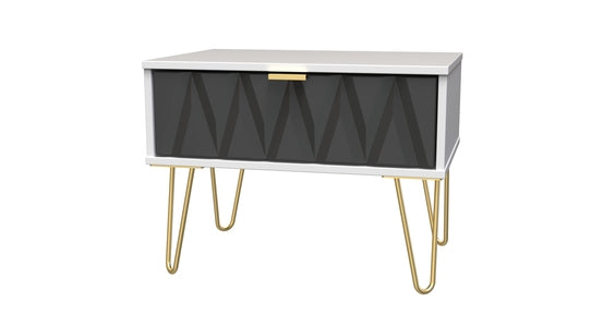 022 1 Drawer Midi Chest Deep Black White Matt