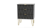 023 3 Drawer Midi Chest Deep Black White Matt