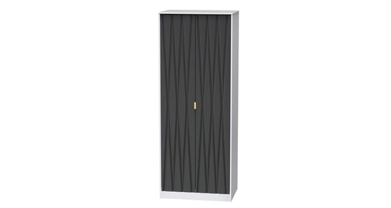 080 2 Door Wardrobe Deep Black White Matt