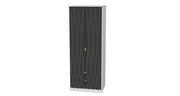 081 2 Drawer Wardrobe Deep Black White Matt