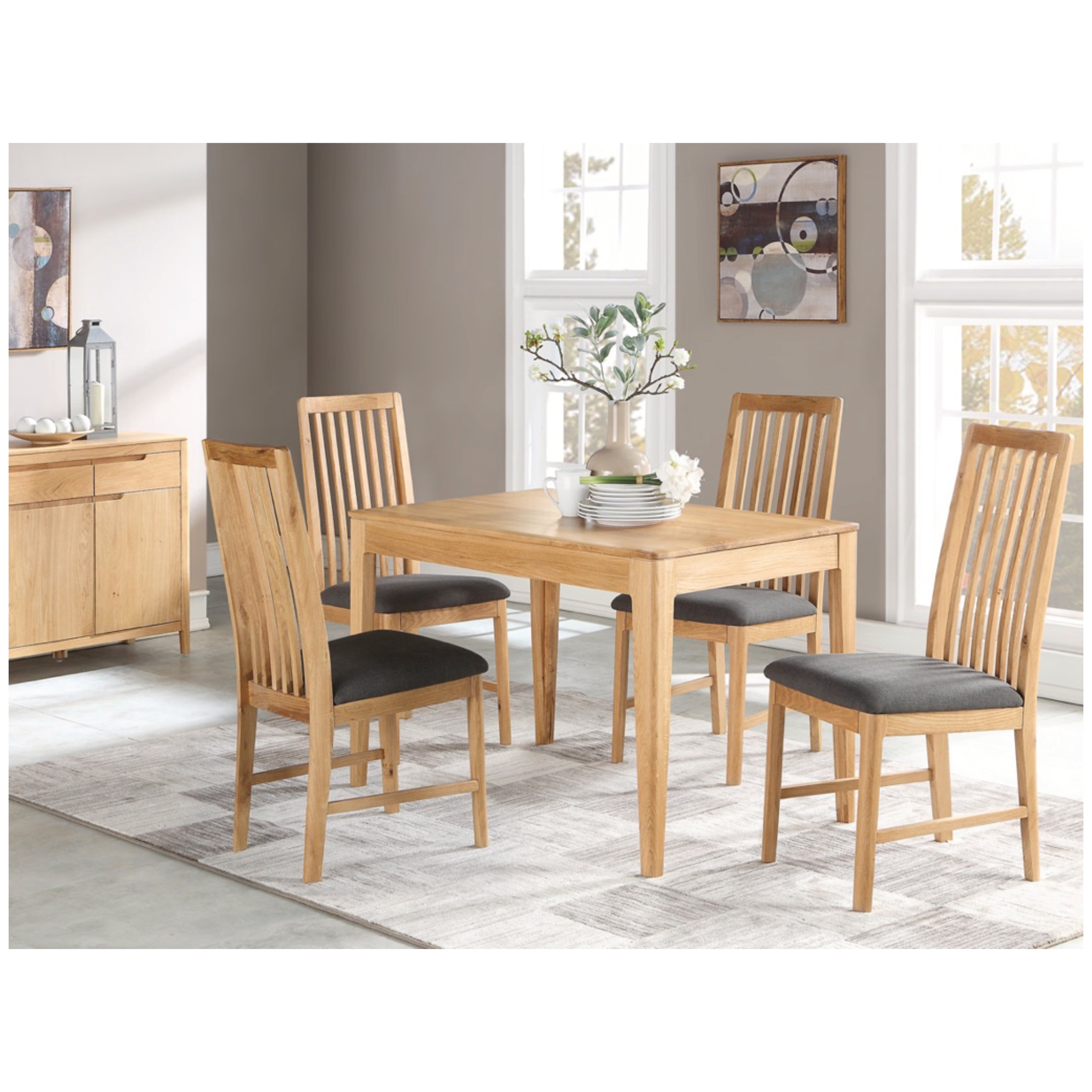 Dunmore Oak 4Ft Dining Set (4 Chairs)