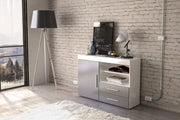 Ebony 1 Door 2 Drawer Sideboard White & Grey