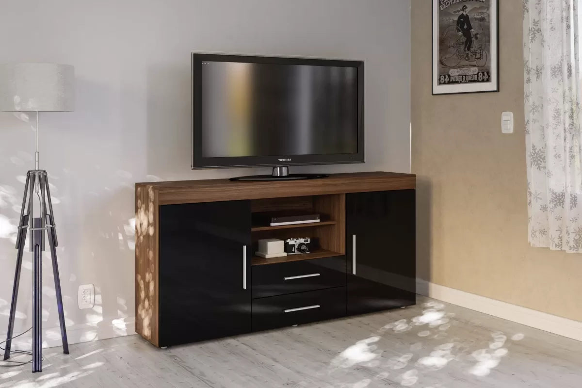 Ebony 2 Door 2 Drawer Sideboard Walnut & Black