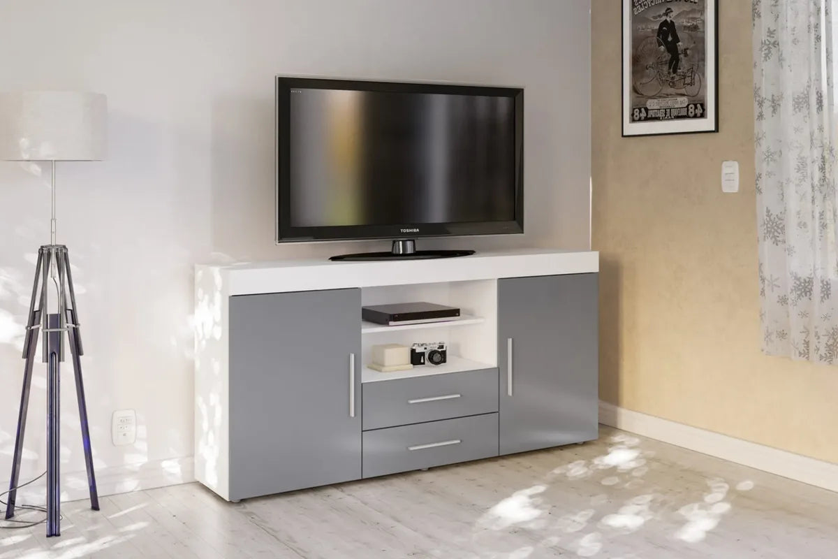 Ebony 2 Door 2 Drawer Sideboard White & Grey