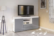 Ebony 2 Door 2 Drawer Sideboard White & Grey