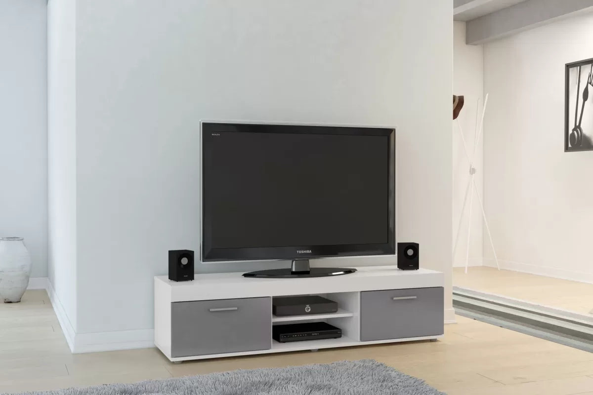 Ebony TV Unit White & Grey