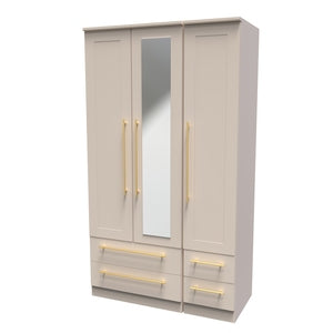 HAW162 Tall Triple 2 Drawer Mirror + Drawer Robe Kaschmir Matt Kaschmir Matt