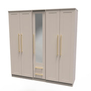 HAW191 Tall 5 Door 2 Drawer Centre Mirror Robe Kaschmir Matt Kaschmir Matt