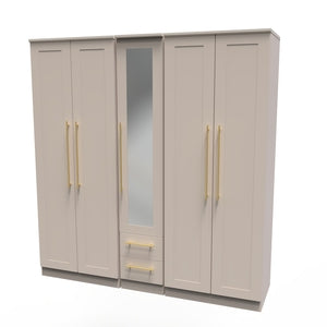 HAW191 Tall 5 Door 2 Drawer Centre Mirror Robe Kaschmir Matt Kaschmir Matt