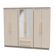 HAW192 Tall 6 Door 2 Drawer Centre Mirror Robe Kaschmir Matt Kaschmir Matt