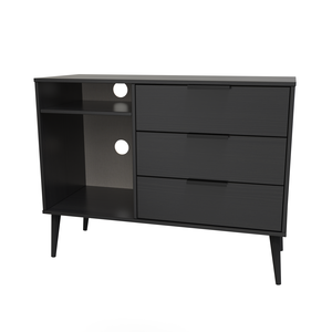 246 3 Drawer TV Unit Black Ash Black Wood Leg