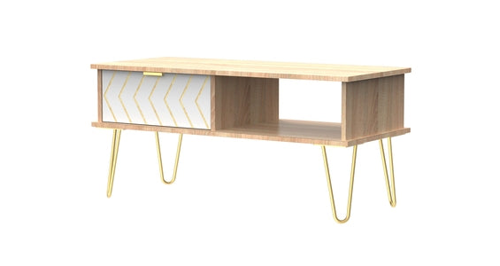 231 1 Drawer Coffee Table Jigsaw White Bardolino