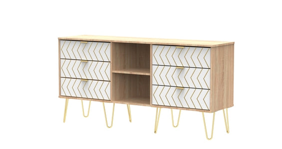 247 6 Drawer TV Unit Jigsaw White Bardolino