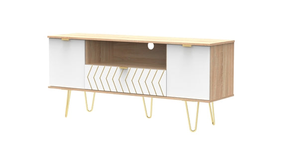 252 2 Door 1 Drawer Wide TV Unit Jigsaw White Bardolino