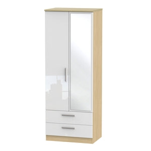 KNI082 Tall 2ft6in 2 Drawer Mirror Robe