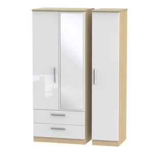 KNI132 Triple 2 Drawer Mirror Robe