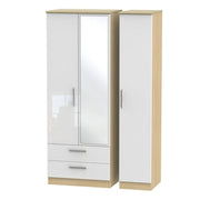 KNI142 Tall Triple 2 Drawer Mirror Robe