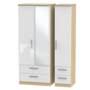 KNI152 Triple 2 Drawer Mirror + Drawer Robe