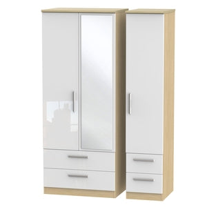 KNI152 Triple 2 Drawer Mirror + Drawer Robe