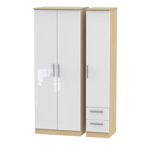 KNI160 Tall Triple Plain + Drawer Robe