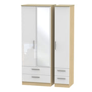 KNI162 Tall Triple 2 Drawer Mirror + Drawer Robe