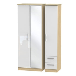KNI167 Tall Triple Mirror + Drawer Robe